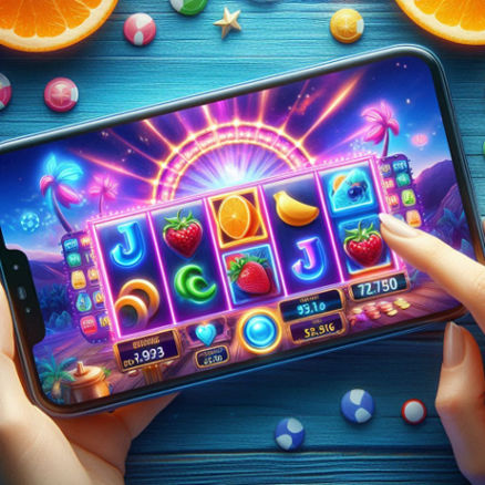 A smartphone screen displaying the an online slot app.